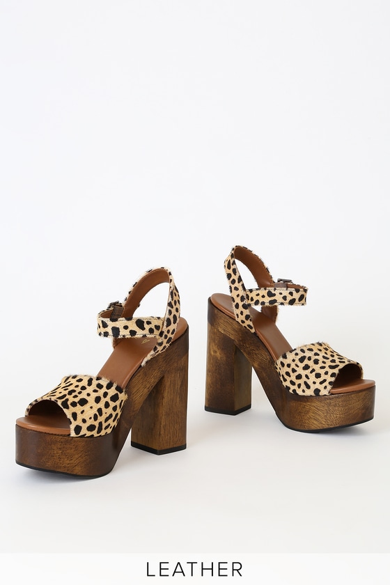 leopard platform heels