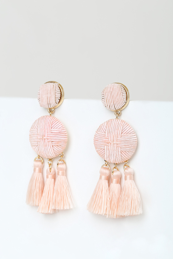 Afton Blush Tassel Earrings 2