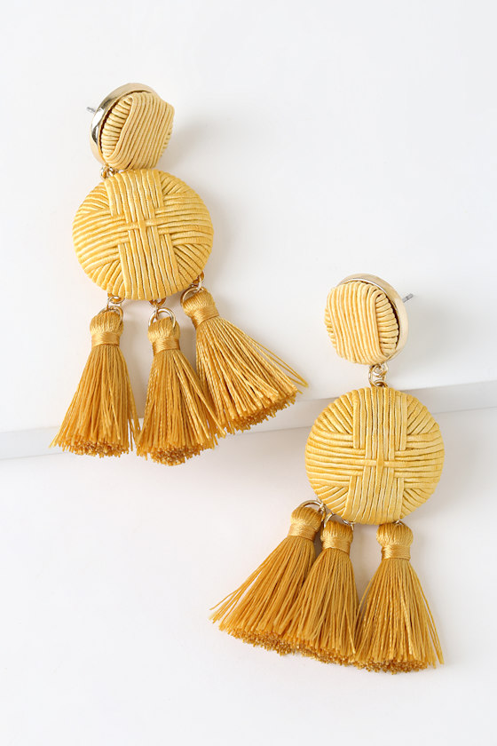 Afton Camel Tassel Earrings 1