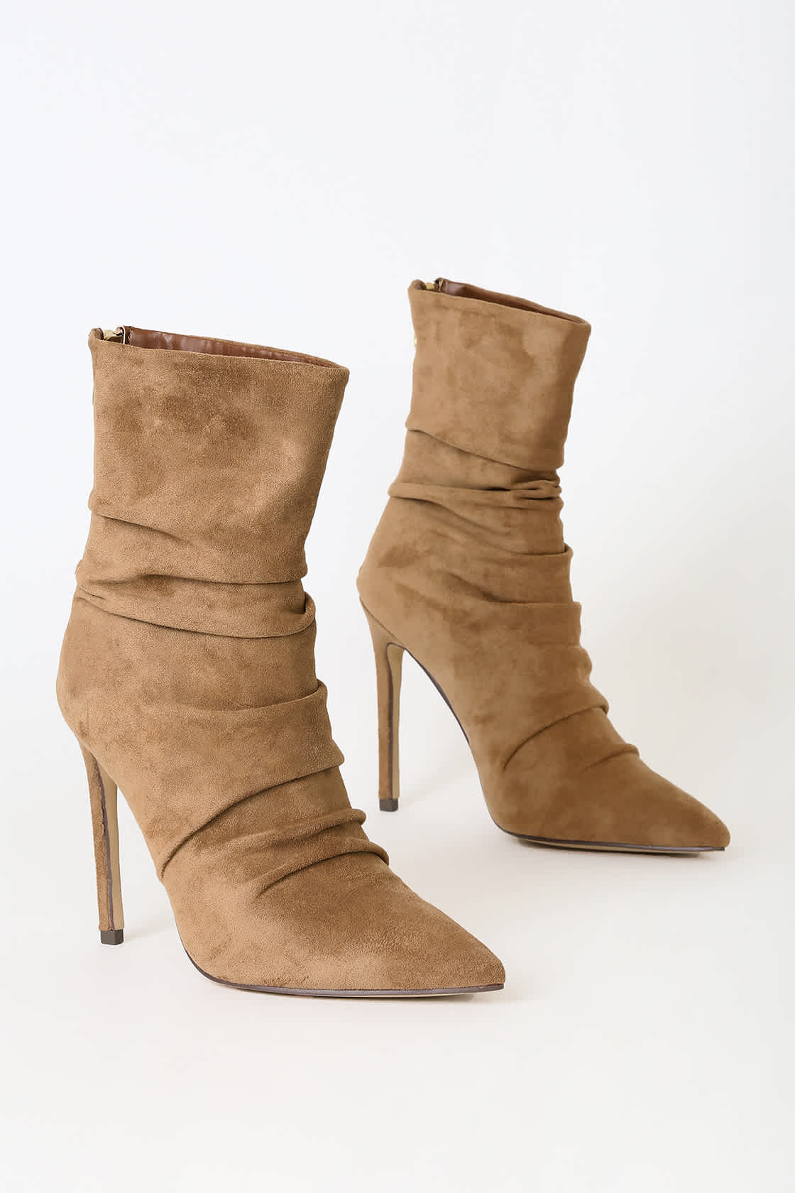 Cute Tan Boots MidCalf Boots Vegan Suede Pointed Toe Boots Lulus