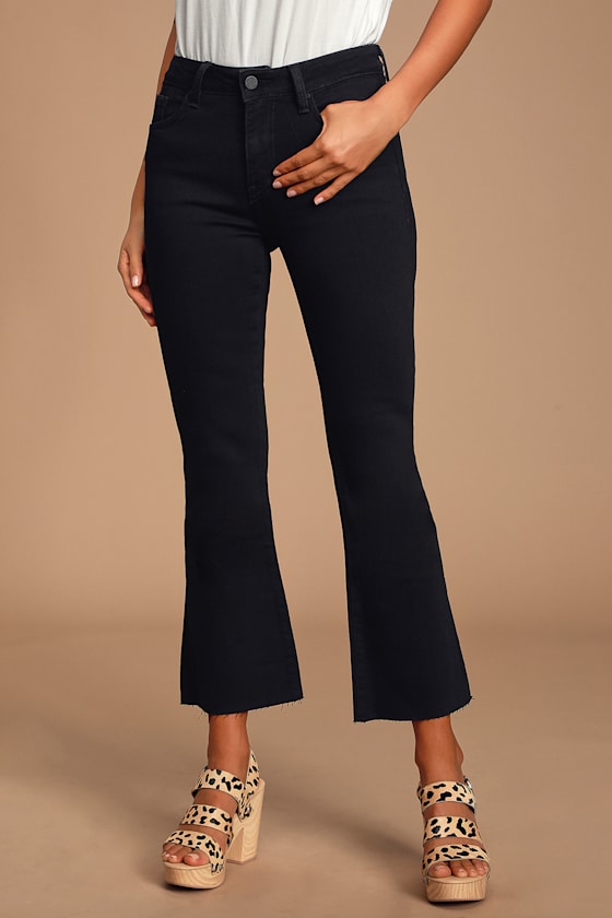 Just Black Scissor Cut Cropped Jeans Black Cropped Flare Jeans Lulus