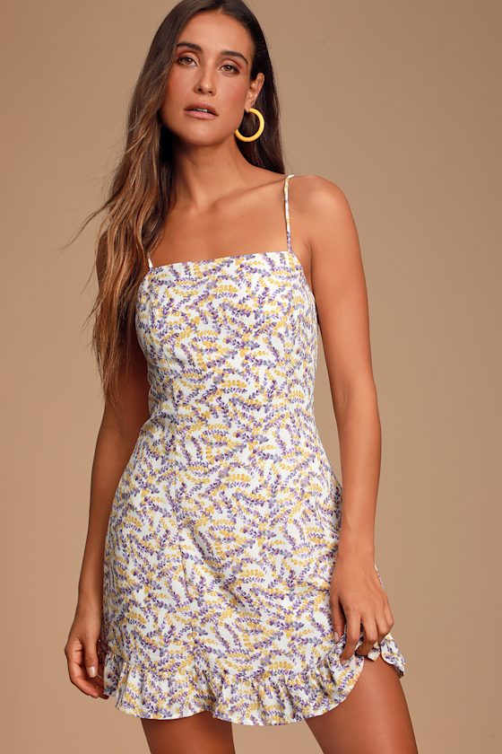 Brynne White and Yellow Floral Print Mini Dress 5