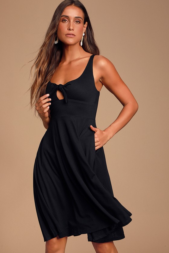Fun Black Dress - Tie-Front Dress - Sleeveless Midi Dress - Dress - Lulus