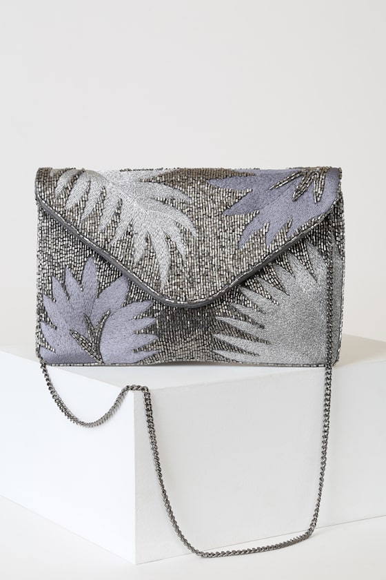 gunmetal clutch bag