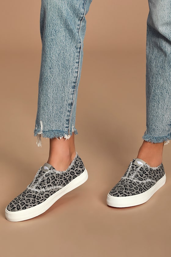 Afina Grey Leopard Slip-On Sneakers 1
