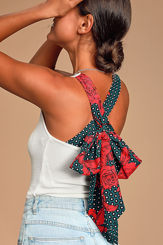 Pursuit White Multi Tie-Back Ribbed Tank Top 1