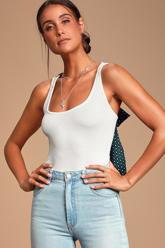 Pursuit White Multi Tie-Back Ribbed Tank Top 2