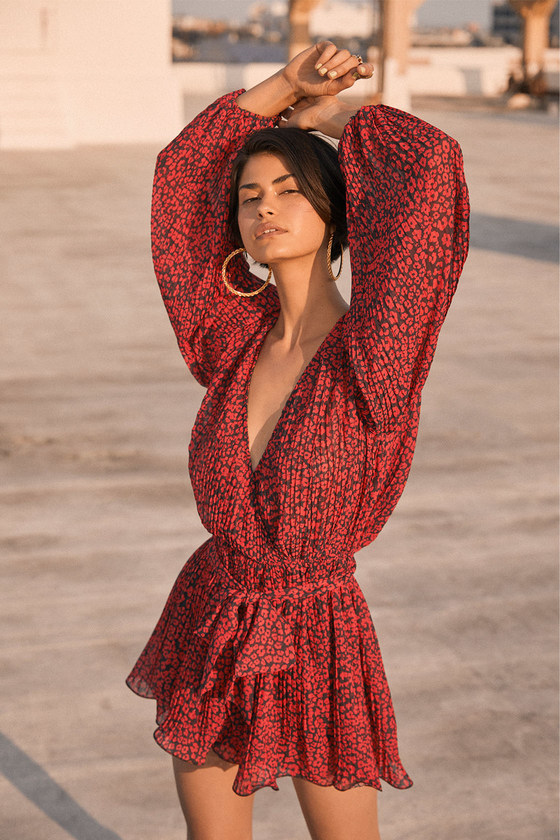 red and black leopard dress