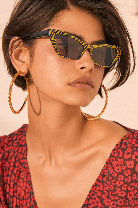 Riley Yellow Tiger Stripe Cat-Eye Sunglasses 4