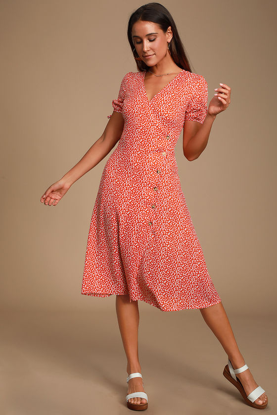 red leaf dress Red Monstera Leaf Ruffle Hawaiian Dress | 3/4 Sleeve Evening Island Style from Princess Kaiulani Fashions