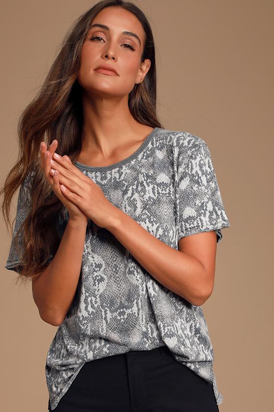 Tourist Beige Snake Print Tee 1