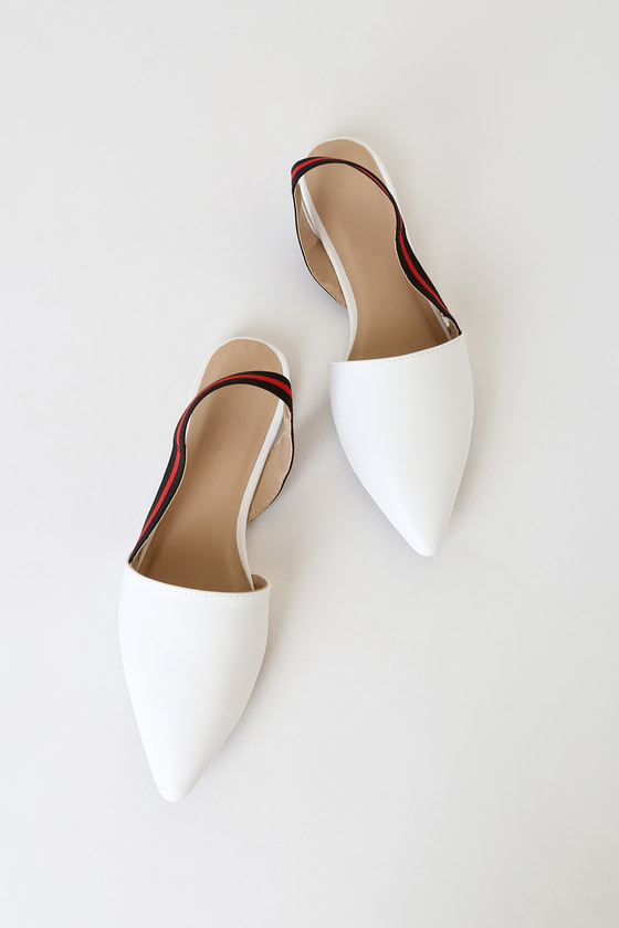 white pointed toe slingback