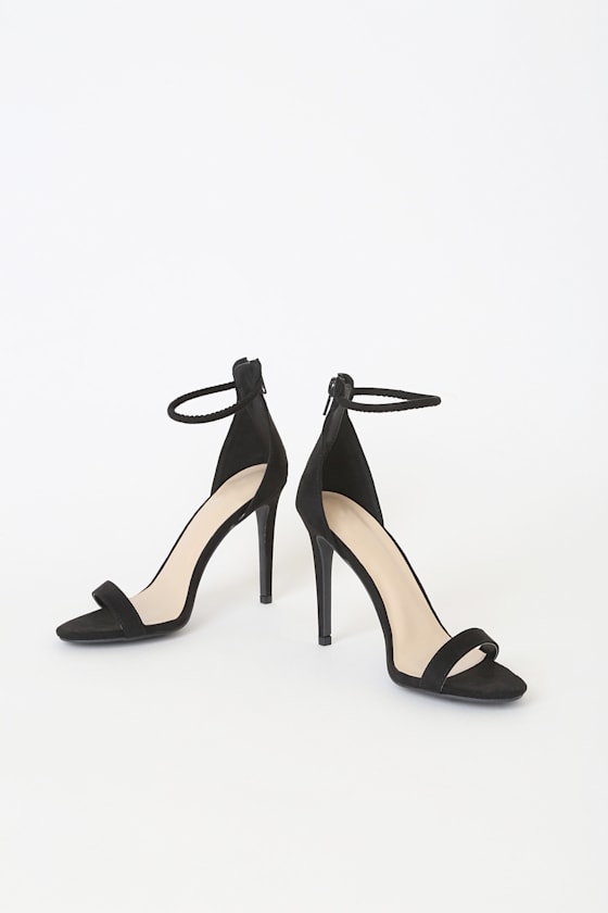 Cute Black Stiletto Heels AnkleStrap Heels PeepToe Heels Lulus