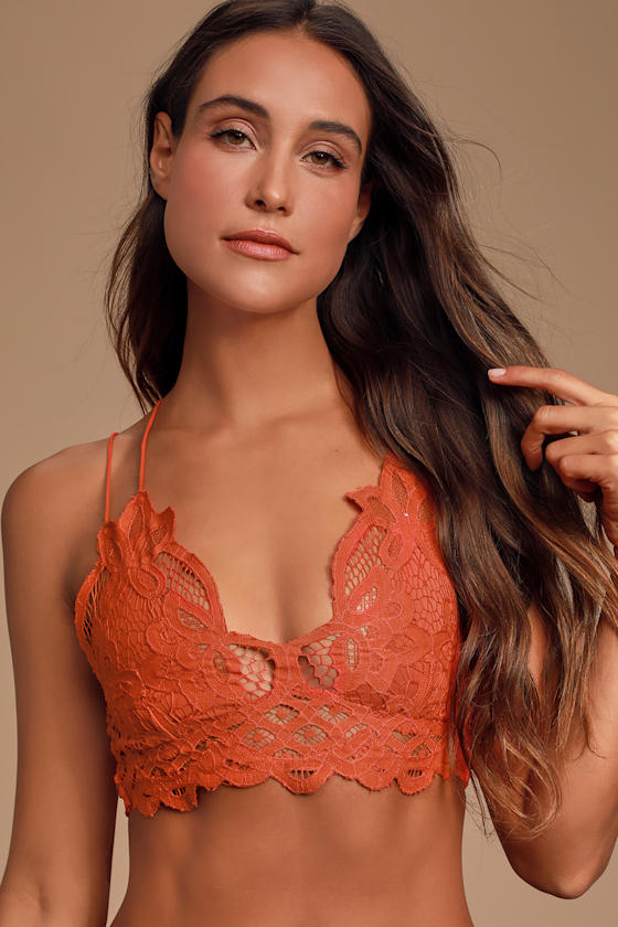 Adella Burnt Orange Lace Bralette 1