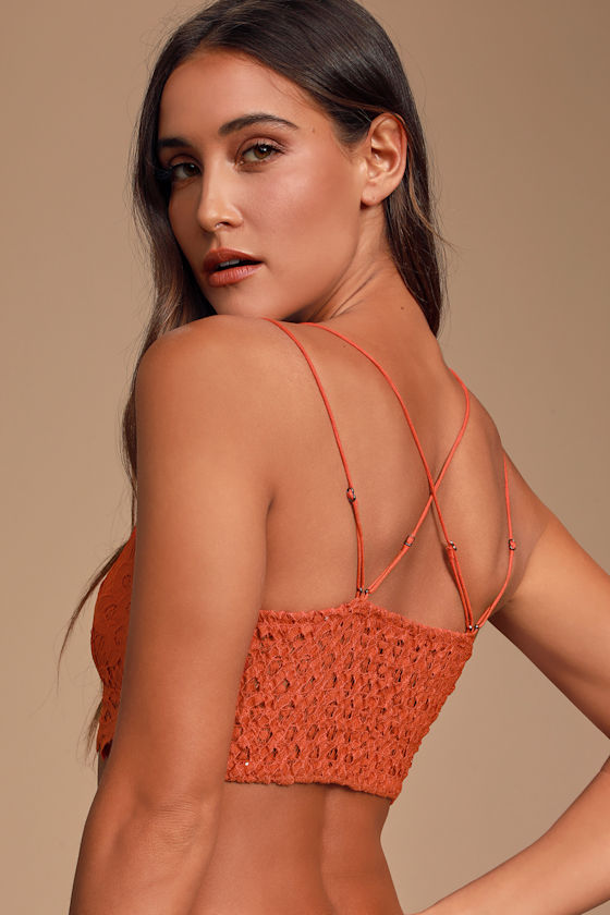 Adella Burnt Orange Lace Bralette 2