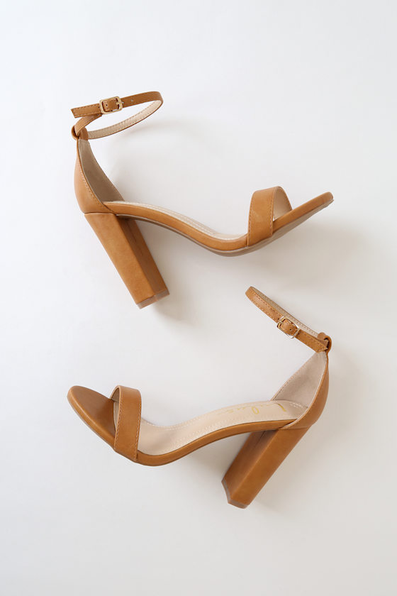 Taylor Camel Ankle Strap Heels 2