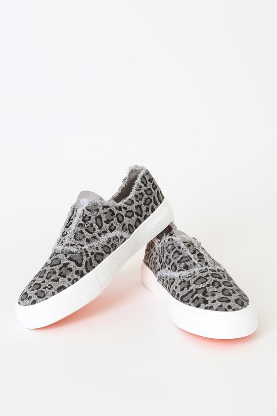 grey leopard slip on sneakers