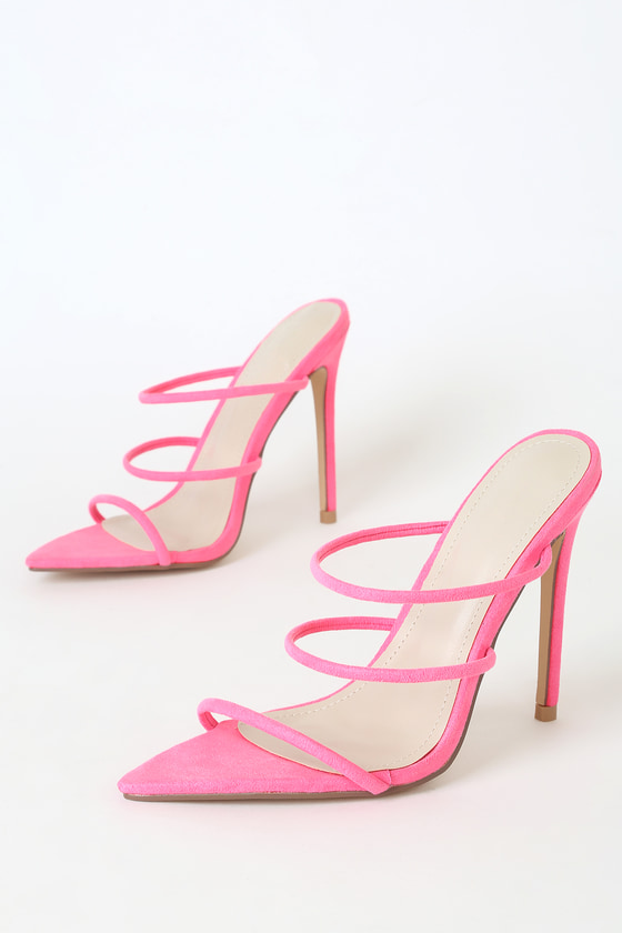 pink suede strappy sandals