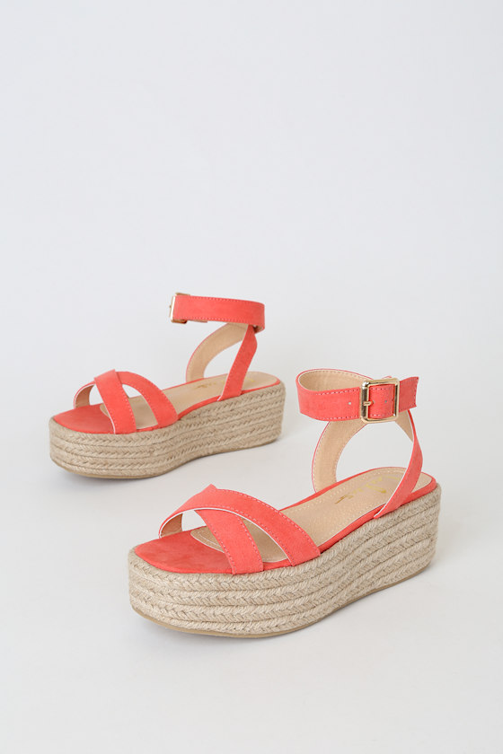 Cobi Coral Suede Espadrille Platform Sandals 2