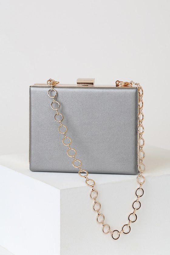 Box Clutch Gunmetal Clutch Vegan Leather Clutch Lulus