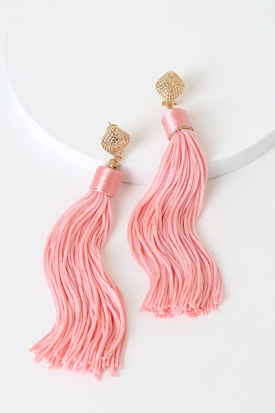 Red and pink tassel earrings hotsell