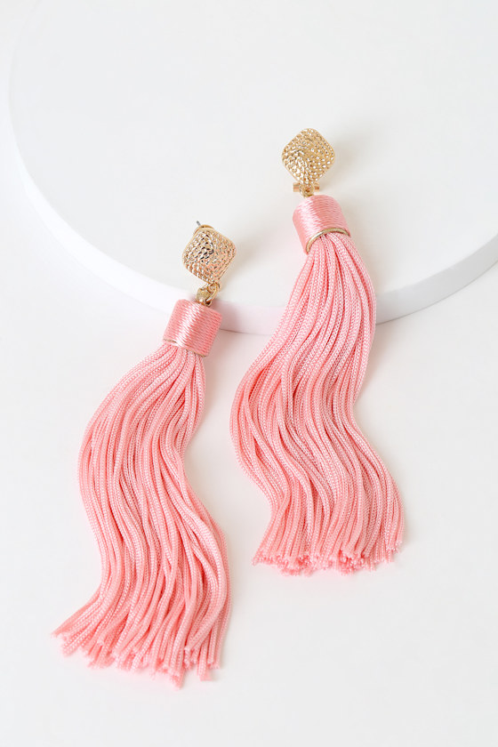 Trendy Tassel Earrings Pink Tassel Earrings Earrings Lulus