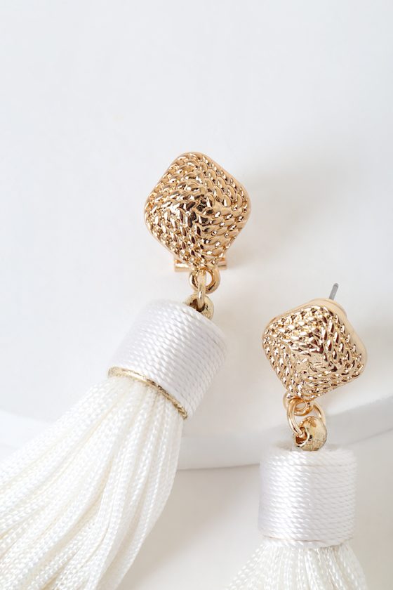 Trendy Tassel Earrings White Tassel Earrings Earrings Lulus