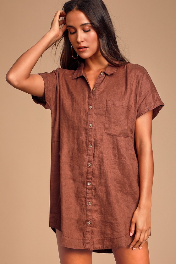 button front shirt dress