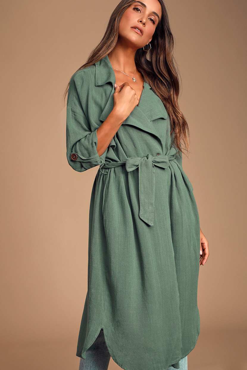 Olive Green Trench Coat - Lightweight Trench Coat - Coat - Lulus