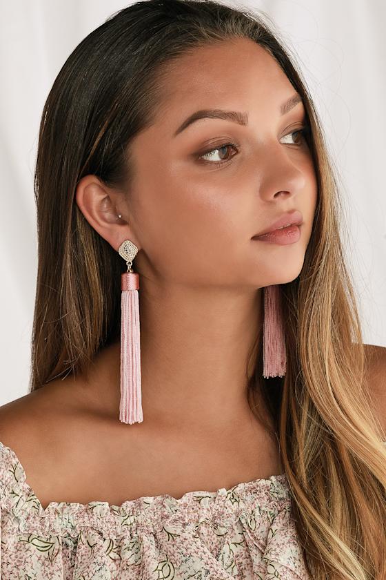 Royal Ways Pink Tassel Earrings 1