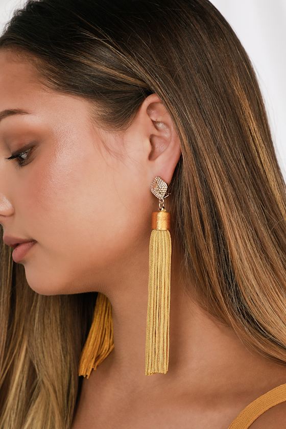 Royal Ways Mustard Yellow Tassel Earrings 1