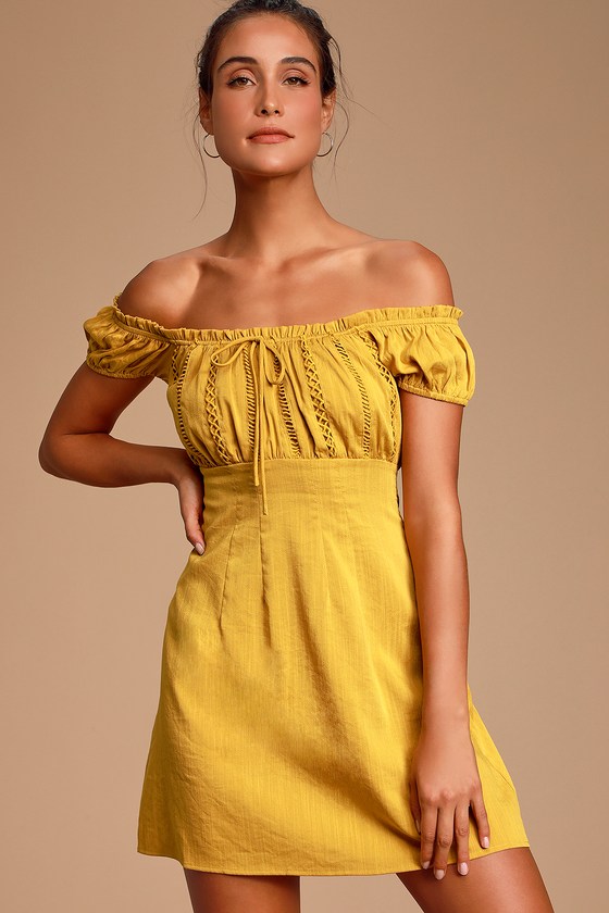 yellow embroidered dress