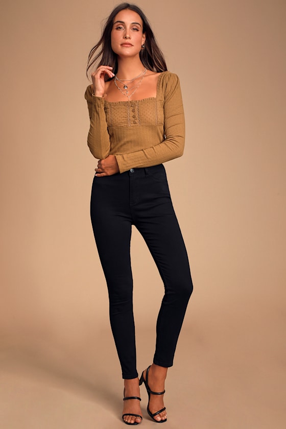 Sugar Sugar Brown Ribbed Long Sleeve Top 2