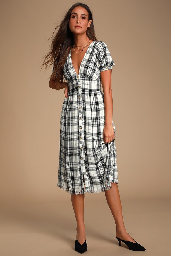black and white plaid outfit