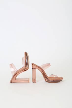 Steve Madden Glassy Tan Lucite High Heel Sandals Platforms Lulus