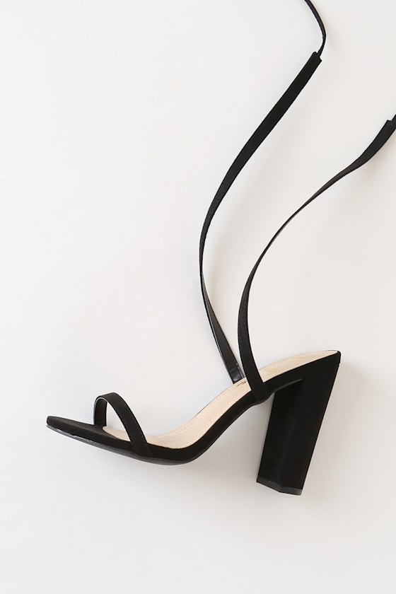 Myla Black Suede Lace-Up Heels 1