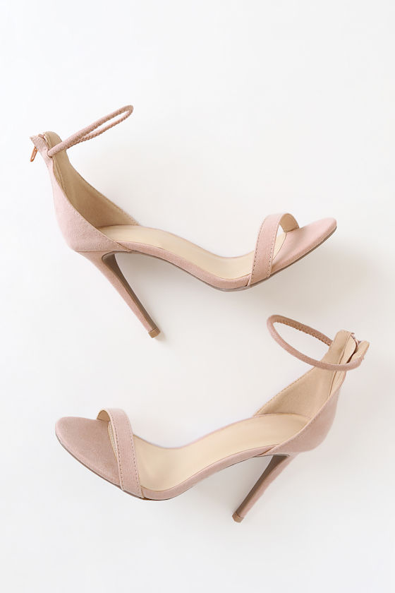 Kolette Nude Suede Ankle Strap Heels 4