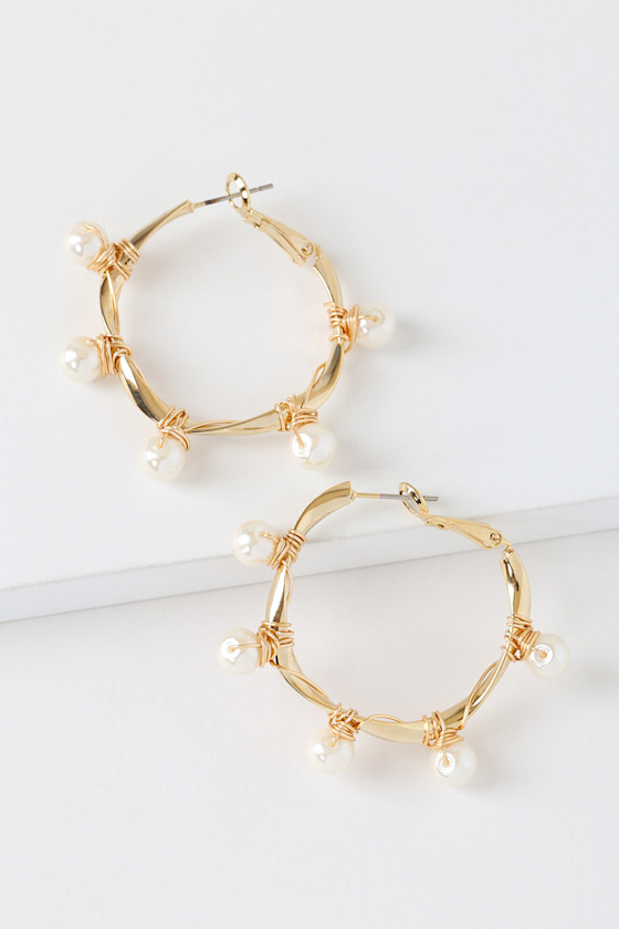 Ready for Love Gold and Pearl Hoop Earrings 1