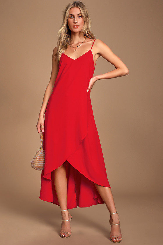 red flowy summer dress