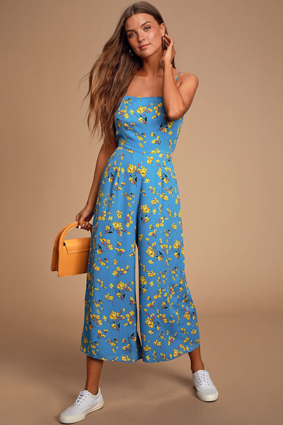 Bryony Blue Floral Print Wide-Leg Jumpsuit 6