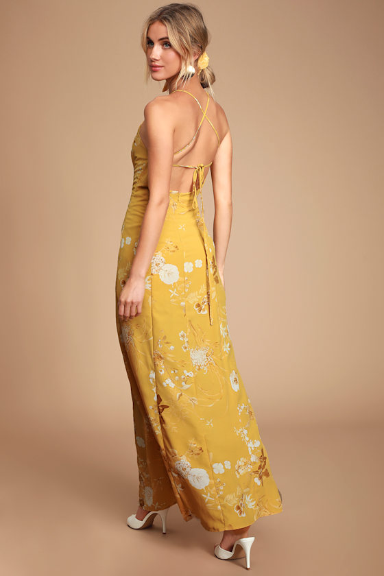 Crista Yellow Print Button-Front Maxi Dress 6