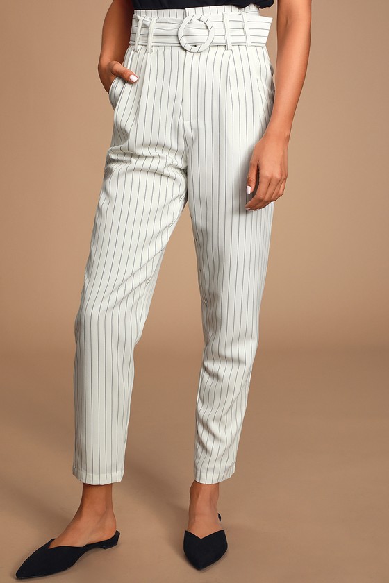 mens white pinstripe pants