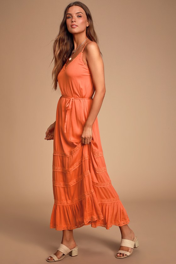 orange lace maxi dress