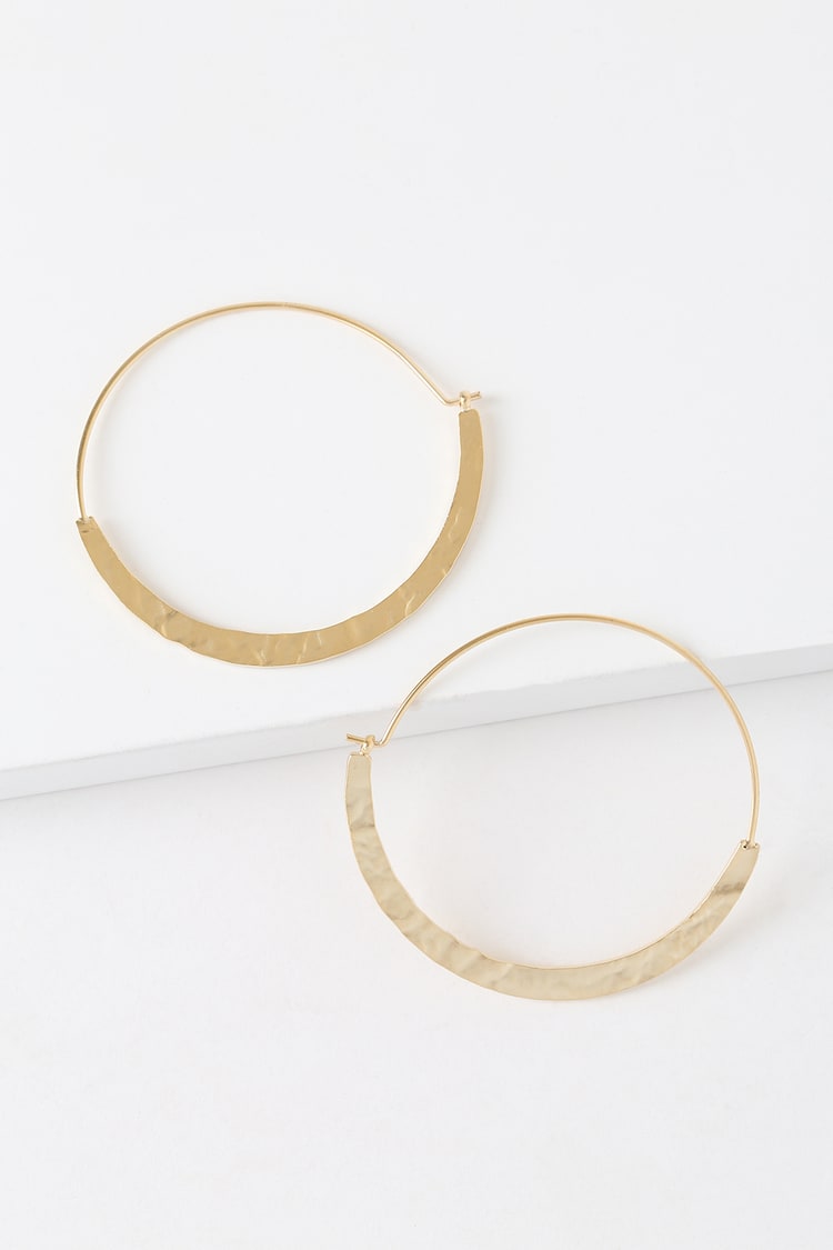 Gold-Toned Lock-Shaped Boho Hoop Earrings