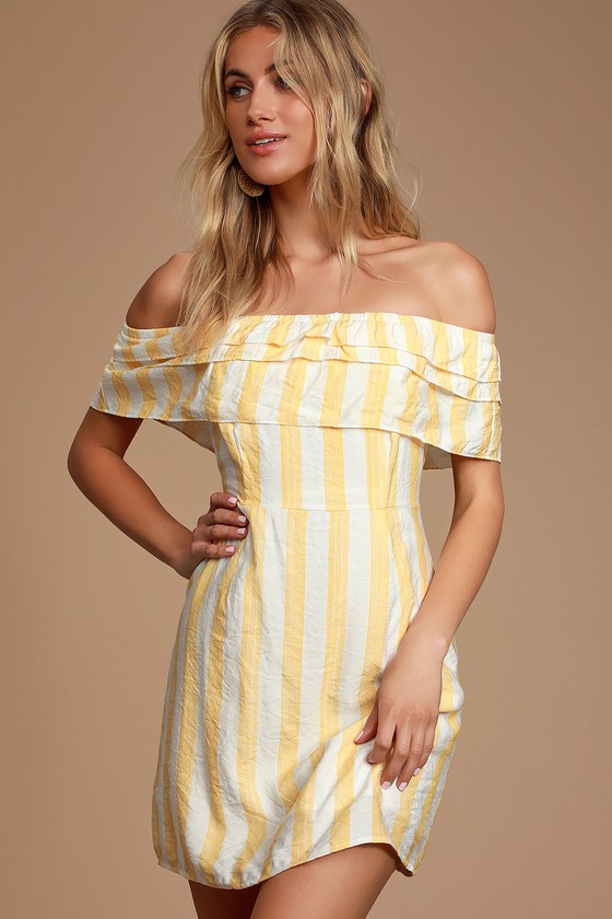 yellow and white striped sundress