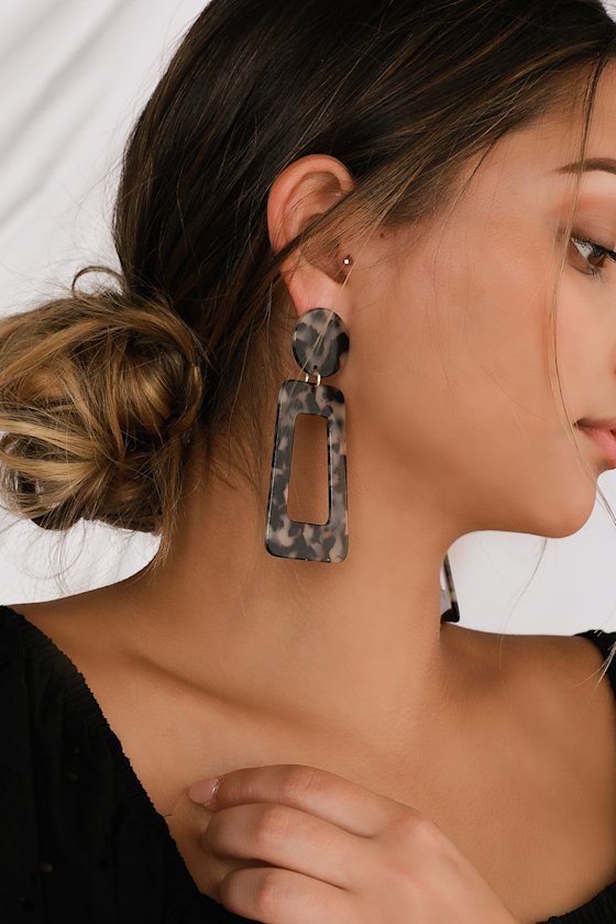 Lennox Tortoise Acetate Rectangle Earrings 1