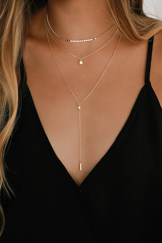 Lulus Gold Necklace Layered Necklace Gold Layered Necklace