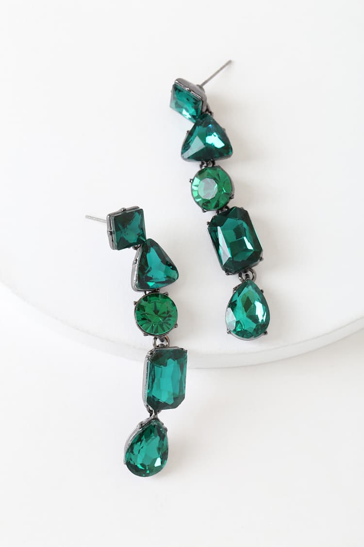 green emerald velvet dress Green Stone Dress Me Up Hoop Earrings
