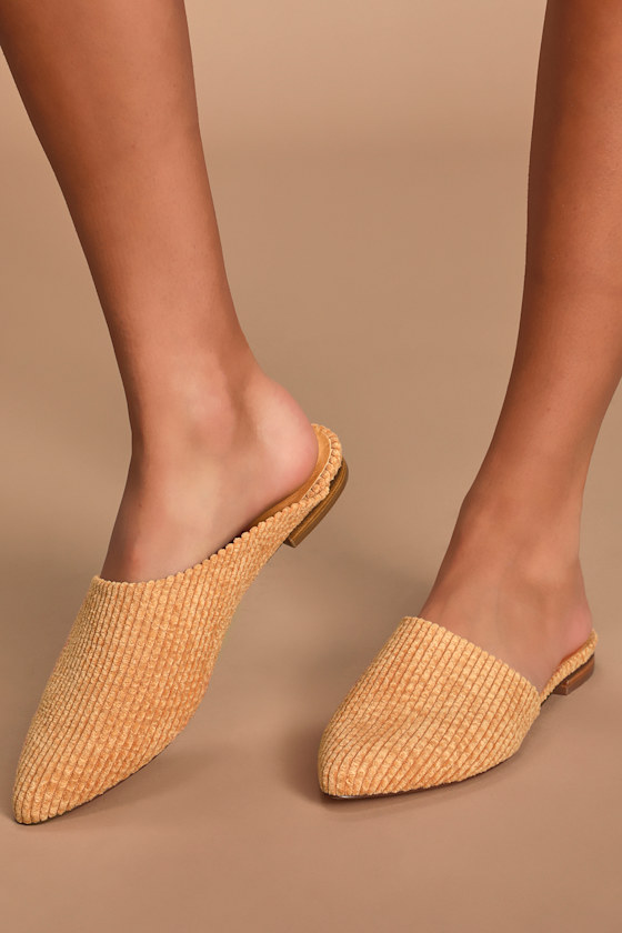 Xander Natural Micro Cord Pointed-Toe Mules 2