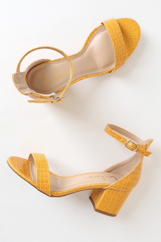 Cute Yellow Heels - Yellow Crocodile 